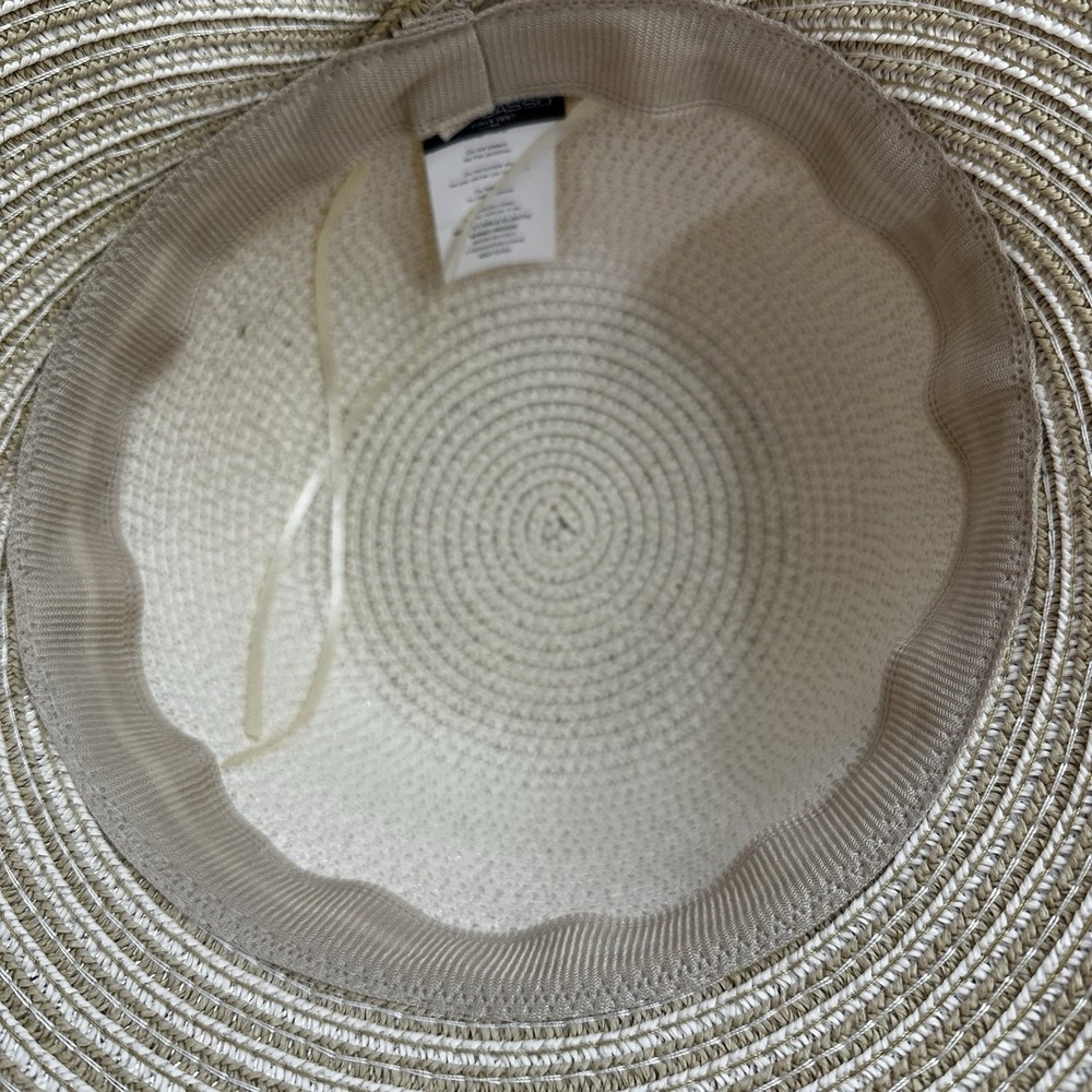 Tirabasso Wide Brim Hat Handmade Womens One Size Italy Natural Bow Travel Beachy - Picture 5 of 6